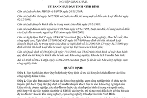 Quyết định 532/2004/QĐ-UB ưu đãi khuyến khích đầu tư vào Khu công nghiệp Gián khẩu Ninh Bình