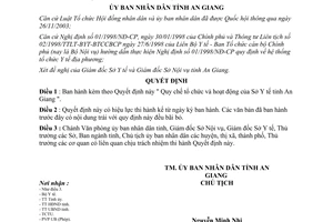 Quyết định 388/2004/QĐ-UB-NV Quy chế tổ chức và hoạt động của Sở Y tế An Giang