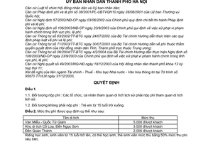 Quyết định 39/2004/QĐ-UB thu phí tham quan di tích lịch sử thành phố Hà Nội