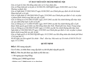 Quyết định 42/2004/QĐ-UB thu phí qua đò  Thành phố Hà Nội