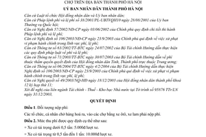 Quyết định 46/2004/QĐ-UB thu phí chợ  ô tô vào chợ Thành phố Hà Nội