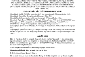 Quyết định 60/2004/QĐ-UB đào đường tái lập mặt đường xây lắp công trình hạ tầng kỹ thuật thành phố Hồ Chí Minh hướng dẫn QĐ 145/2002/QĐ-UB
