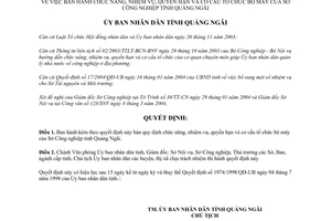 Quyết định 89/2004/QĐ-UB chức năng nhiệm vụ quyền hạn Sở Công nghiệp Quảng Ngãi
