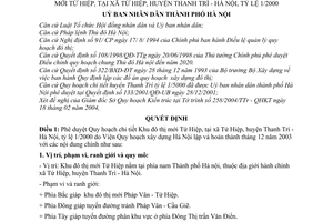 Quyết định 49/2004/QĐ-UB Quy hoạch chi tiết Khu đô thị mới Tứ Hiệp,huyện Thanh Trì-Hà Nội, tỷ lệ 1/2000