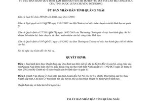 Quyết định 90/2004/QĐ-UB hỗ trợ cán bộ công luân chuyển điều động Quảng Ngãi