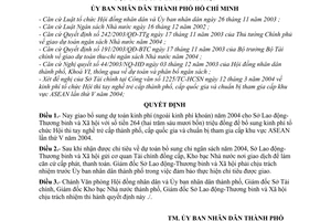 Quyết định 63/2004/QĐ-U giao bổ sung chỉ tiêu dự toán chi ngân sách năm 2004 Sở Lao động-Thương binh Xã hội