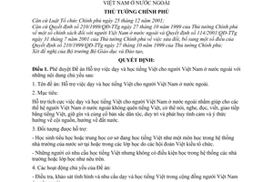 Quyết định 281/2004/QĐ-TTg phê duyệt Đề án Hỗ trợ việc dạy học tiếng Việt người Việt Nam ở nước ngoài