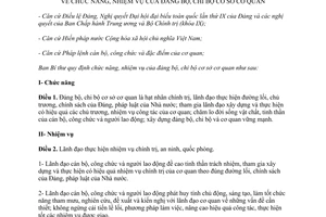 Quy định 98-QĐ/TW năm 2004 chức năng nhiệm vụ đảng bộ chi bộ cơ sở cơ quan Ban Bí thư