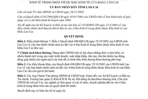 Quyết định 125/QĐ-UB năm 2004 điều chỉnh 496/QĐ-UB chính sách ưu đãi khu kinh tế trọng điểm Lào Cai
