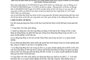 Thông tư 34/2004/TT-BQP hướng dẫn chế độ bảo hiểm xã hội công nhân viên chức quốc phòng lao động hợp đồng quân đội