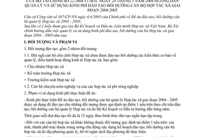 Thông tư 22/2004/TT-BTC hướng dẫn quản lý sử dụng kinh phí đào tạo bồi dưỡng cán bộ hợp tác xã giai đoạn 2004-2005