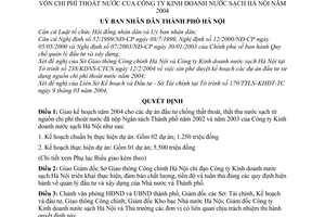 Quyết định 53/2004/QĐ-UB giao kế hoạch dự án sử dụng nguồn vốn chi phí thoát nước Công ty Kinh doanh nước sạch Hà Nội 2004