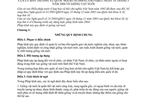 Pháp lệnh giống vật nuôi 2004 16/2004/PL-UBTVQH11