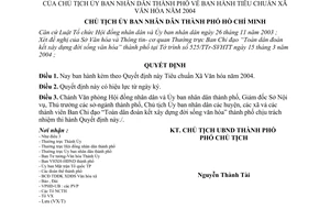 Quyết định 69/2004/QĐ-UB Tiêu chuẩn Xã Văn hóa 2004