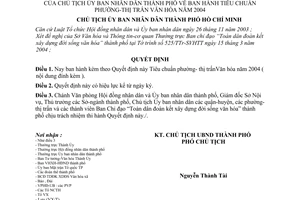 Quyết định 70/2004/QĐ-UB Tiêu chuẩn Phường-Thị trấn Văn hóa 2004