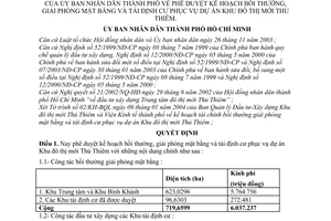 Quyết định 66/2004/QĐ-UB kế hoạch bồi thường, giải phóng mặt bằng tái định cư phục vụ dự án Khu đô thị mới Thủ Thiêm