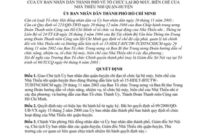 Quyết định 71 /2004/QĐ-UB tổ chức lại bộ máy, biên chế Nhà Thiếu nhi quận-huyện