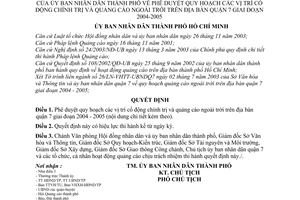 Quyết định 72 /2004/QĐ-UB quy hoạch vị trí cổ động chính trị quảng cáo ngoài trời quận 7,2004-2005