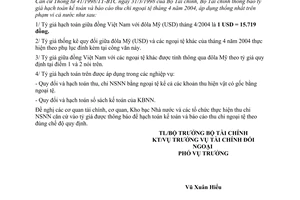 Thông báo 3232/TC-TCĐN thông báo tỷ giá hạch toán ngoại tệ tháng 4/2004