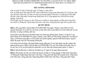 Quyết định 49/2004/QĐ-TTg tổ chức lại sản xuất  thực hiện giải pháp xử lý khó khăn nhà máy công ty đường