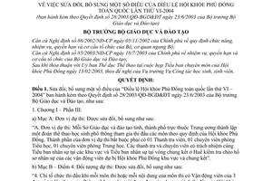 Quyết định 08/2004/QĐ-BGD&ĐT sửa đổi Điều lệ Hội khỏe Phù Đổng toàn quốc lần thứ VI-2004