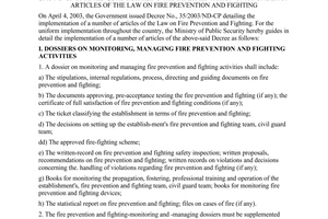 Cicular No. 04/2004/TT-BCA of March 31, 2004, guiding the implementation of The Government's Decree No. 35/ 2003/ND-CP of April 4, 2003 detailing the implementation of a number of articles of the law on fire prevention and fighting