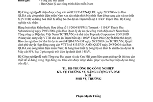 Công văn  1990/CV-NLDK  xác nhận TB chính HĐ TB toàn bộ dự án Đường dây và TBA