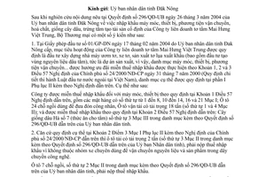 Công văn  1921/TM/KH-ĐT  kế hoạch nhập khẩu thiết bị, phương tiện, nguyên liệu sản xuất của doanh nghiệp FDI