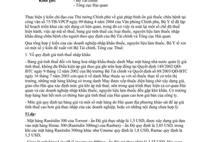 Công văn  2932/YT-KH-TC chính sách thuế nhập khẩu  thuốc chữa bệnh dùng cho người