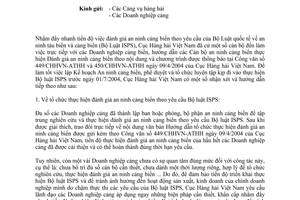 Công văn 583/CHHVN-ATHH phê duyệt đánh giá an ninh cảng biển kế hoạch an ninh