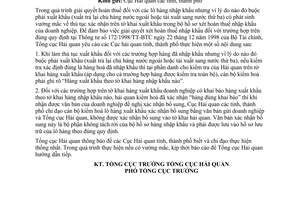 Công văn  1464/TCHQ-KTTT  xác nhận hàng nhập khẩu buộc phải tái xuất