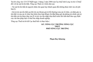 Công văn  1068 TCT/PCCS thuế tài sản bị tổn thất