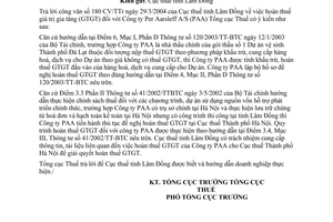 Công văn1057 TCT/ĐTNN  hoàn thuế GTGT  công ty PAA