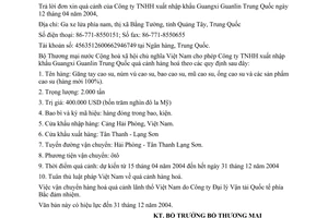 Công văn  1811 TM/XNK quá cảnh hàng hoá