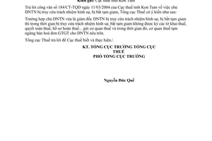 Công văn 1092 TCT/PCCS chủ DNTN bị truy cứu trách nhiệm hình sự