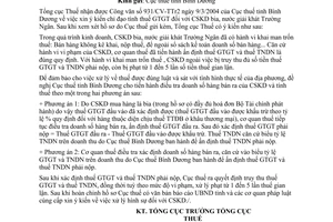 Công văn  1094 TCT/TTr xử lý thuế  CSKD bia, nước giải khát Trường Ngân