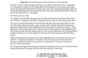 Công văn  1739/TM-CATBD thực hiện quy định của Trung Quốc  Giấy chứng nhận xuất xứ