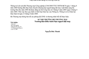 Công văn  0477/TM-DM chuyển nhượng hạn ngạch