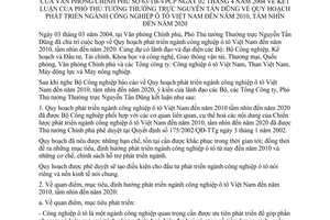 Thông báo 63/TB-VPCP kết luận Phó thủ tướng thường trực Nguyễn Tấn Dũng quy hoạch phát triển ngành công nghiệp ôtô Việt Nam đến 2010 tầm nhìn 2020