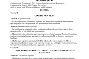 Decree of Government No. 109/2004/ND-CP of April 2, 2004 on business registration