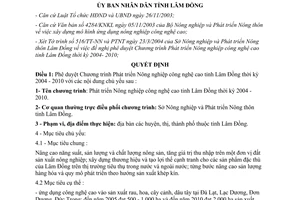 Quyết định 56/2004/QĐ-UB duyệt chương trình phát triển nông nghiệp công nghệ cao Lâm Đồng