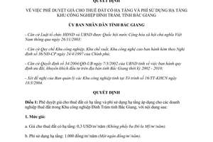 Quyết định số 33/2004/QĐ-UB giá cho thuê đất có hạ tầng phí sử dụng hạ tầng Bắc Giang