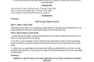 Nghị định 109/2004/NĐ-CP đăng ký kinh doanh