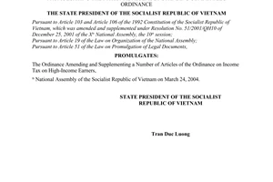 Order No.02/2004/L-CTN of April 5, 2004 promulgating the National Assembly Standing Committee's Ordinance