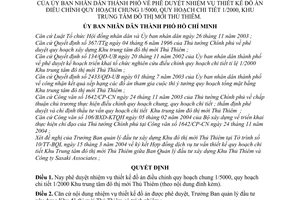 Quyết định 81/2004/QĐ-UB nhiệm vụ thiết kế đồ án điều chỉnh quy hoạch chung 1/5000,chi tiết 1/2000, Khu trung tâm đô thị mới Thủ Thiêm