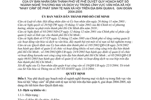 Quyết định 79/2004/QĐ-UB quy hoạch ngành nghề thương mại dịch vụ lĩnh vực VHXH “nhạy cảm” dễ phát sinh tệ nạn quận 6,2004-2005