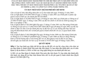 Quyết định 80/2004/QĐ-UB chế độ trợ cấp ưu đãi cán bộ, công chức-viên chức Ban Quản lý Dự án nhóm A, ODA lĩnh vực công nghệ thông tin