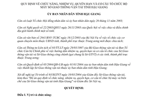 Quyết định 101/2004/QĐ-UB  tổ chức bộ máy Sở Giao thông vận tải Hậu Giang