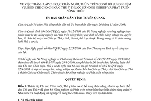 Quyết định 39/2004/QĐ-UB thành lập Chi cục Chăn nuôi Thú y Sở Nông nghiệp Tuyên Quang