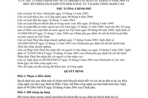 Quyết định 53/2004/QĐ-TTg  chính sách khuyến khích đầu tư tại Khu công nghệ cao